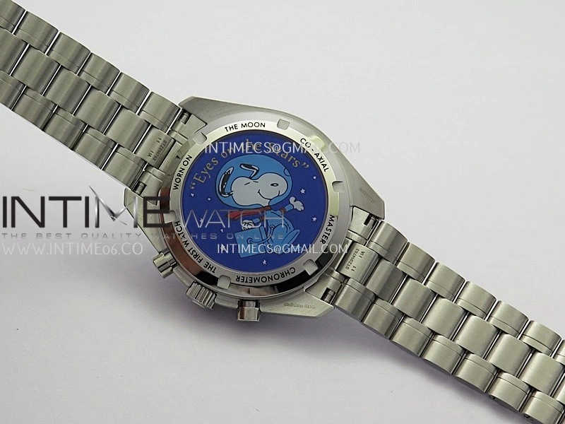 Speedmaster Professional Blue Snoopy SS N1F 1:1 Best Edition Black Dial On SS Bracelet A3861