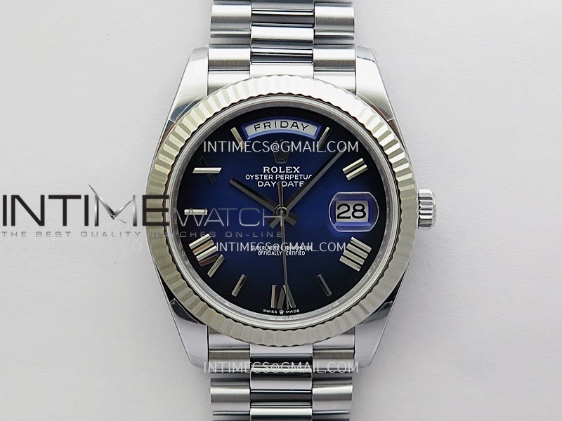 Day Date 228239 40mm Gain Weight QF 1:1 Best Edition Blue Ombre Dial Roman Marker On YG President Bracelet SH3255