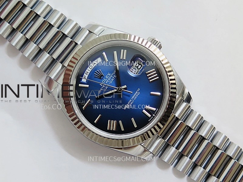 Day Date 228239 40mm Gain Weight QF 1:1 Best Edition Blue Ombre Dial Roman Marker On YG President Bracelet SH3255