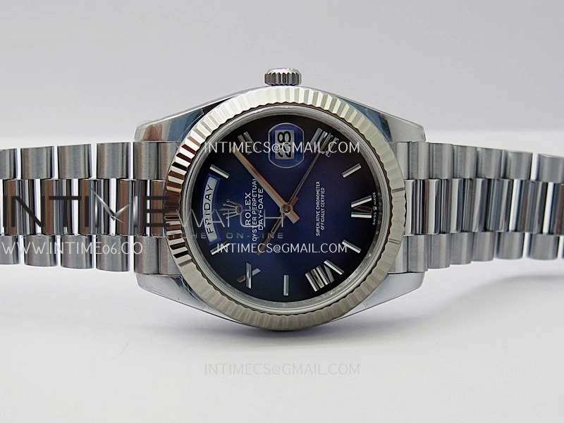 Day Date 228239 40mm Gain Weight QF 1:1 Best Edition Blue Ombre Dial Roman Marker On YG President Bracelet SH3255