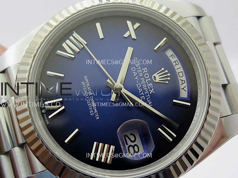 Day Date 228239 40mm Gain Weight QF 1:1 Best Edition Blue Ombre Dial Roman Marker On YG President Bracelet SH3255