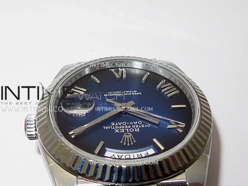 Day Date 228239 40mm Gain Weight QF 1:1 Best Edition Blue Ombre Dial Roman Marker On YG President Bracelet SH3255