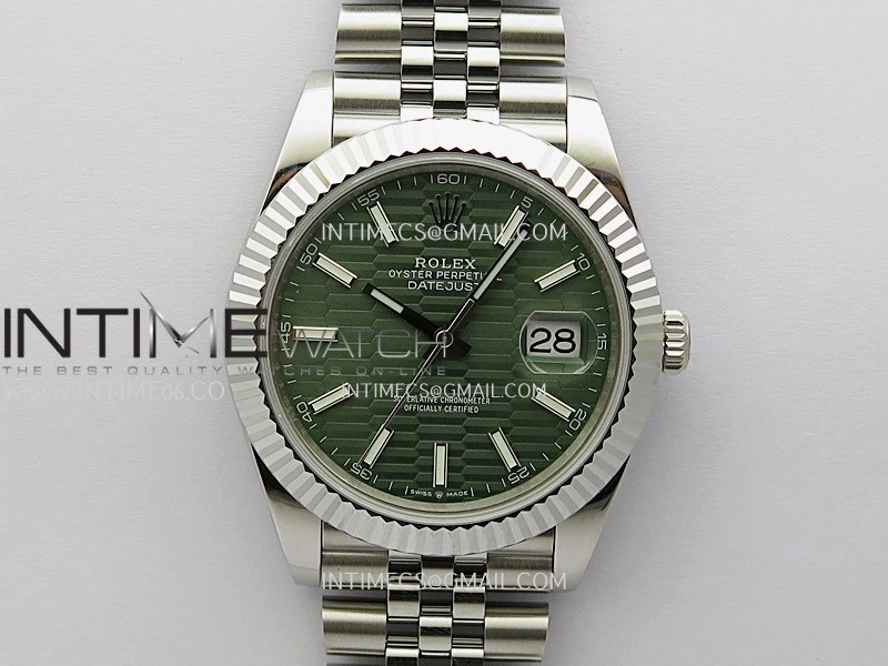 DateJust 41mm 126334 904 SS QF V2 1:1 Best Edition Green Fluted Dial Stick Marker On Jubilee Bracelet SH3235