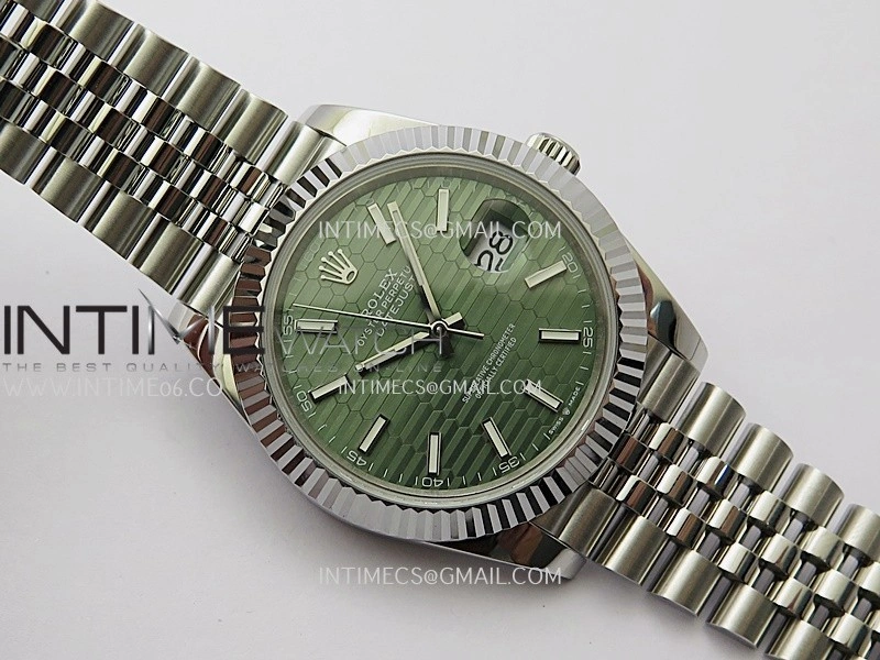 DateJust 41mm 126334 904 SS QF V2 1:1 Best Edition Green Fluted Dial Stick Marker On Jubilee Bracelet SH3235