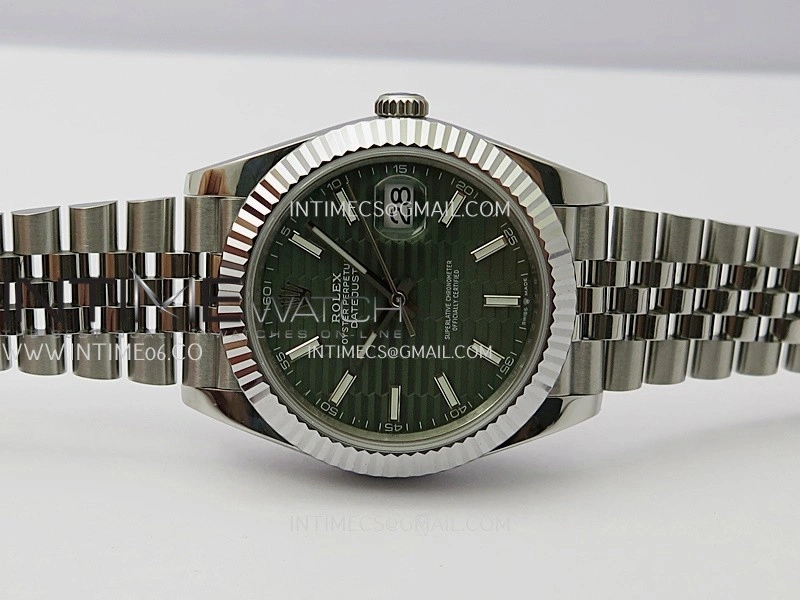 DateJust 41mm 126334 904 SS QF V2 1:1 Best Edition Green Fluted Dial Stick Marker On Jubilee Bracelet SH3235