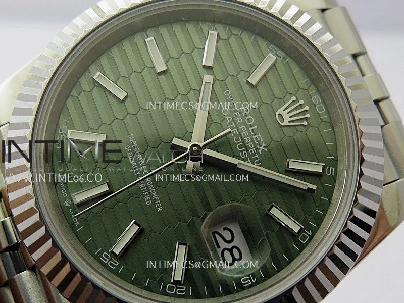 DateJust 41mm 126334 904 SS QF V2 1:1 Best Edition Green Fluted Dial Stick Marker On Jubilee Bracelet SH3235