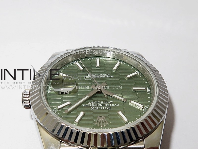DateJust 41mm 126334 904 SS QF V2 1:1 Best Edition Green Fluted Dial Stick Marker On Jubilee Bracelet SH3235