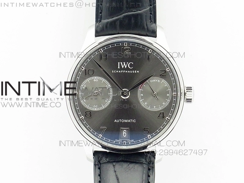 PORTUGUESE REAL PR SS IW500106 GARY DIAL AZF 1:1 BEST EDITION ON BLACK LEATHER STRAP A52010