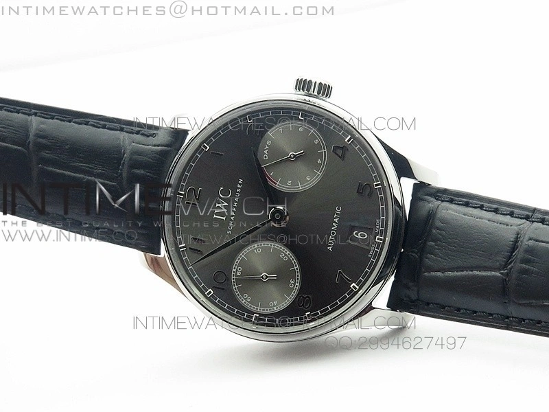 PORTUGUESE REAL PR SS IW500106 GARY DIAL AZF 1:1 BEST EDITION ON BLACK LEATHER STRAP A52010