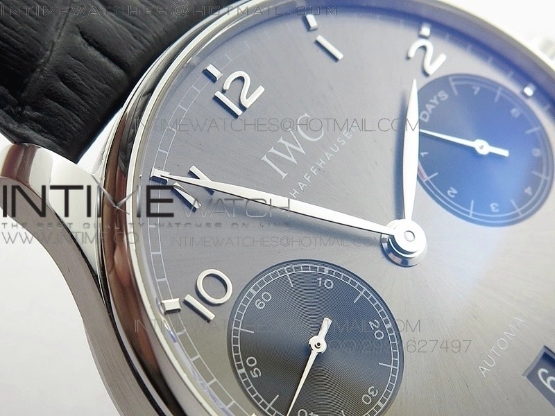 PORTUGUESE REAL PR SS IW500106 GARY DIAL AZF 1:1 BEST EDITION ON BLACK LEATHER STRAP A52010