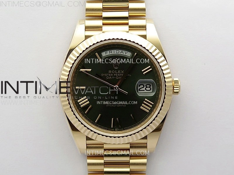 Day Date 228235 40mm 904L RG 1:1 AR+F Best Edition Green Dial Roman Markers on RG President Bracelet SA3255