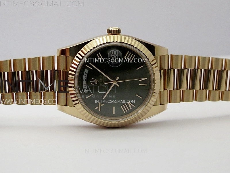 Day Date 228235 40mm 904L RG 1:1 AR+F Best Edition Green Dial Roman Markers on RG President Bracelet SA3255