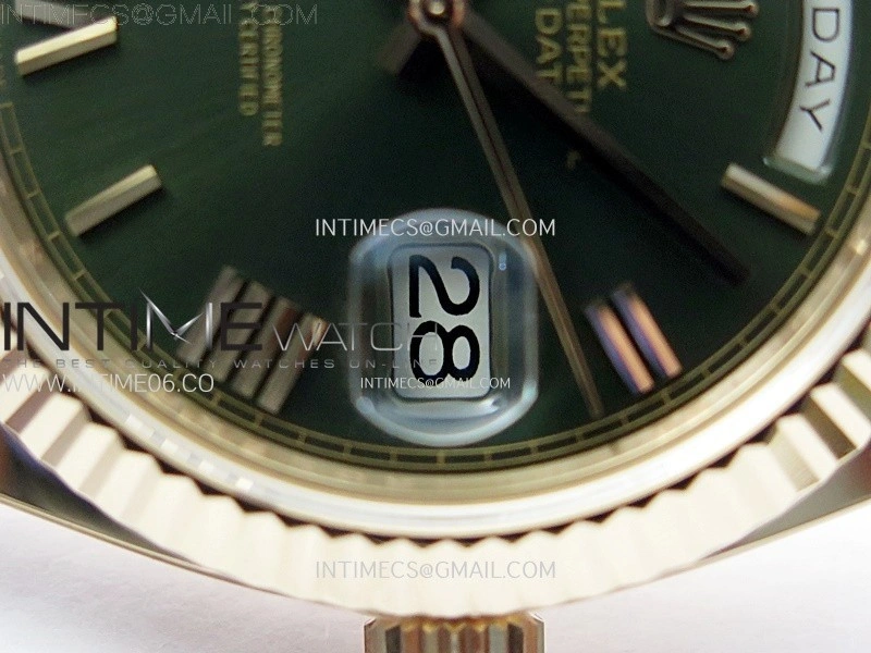 Day Date 228235 40mm 904L RG 1:1 AR+F Best Edition Green Dial Roman Markers on RG President Bracelet SA3255