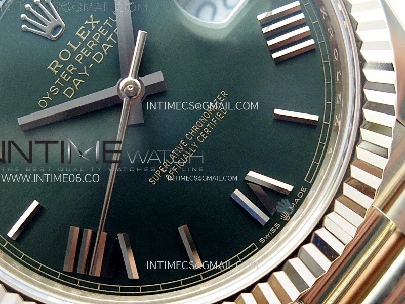 Day Date 228235 40mm 904L RG 1:1 AR+F Best Edition Green Dial Roman Markers on RG President Bracelet SA3255