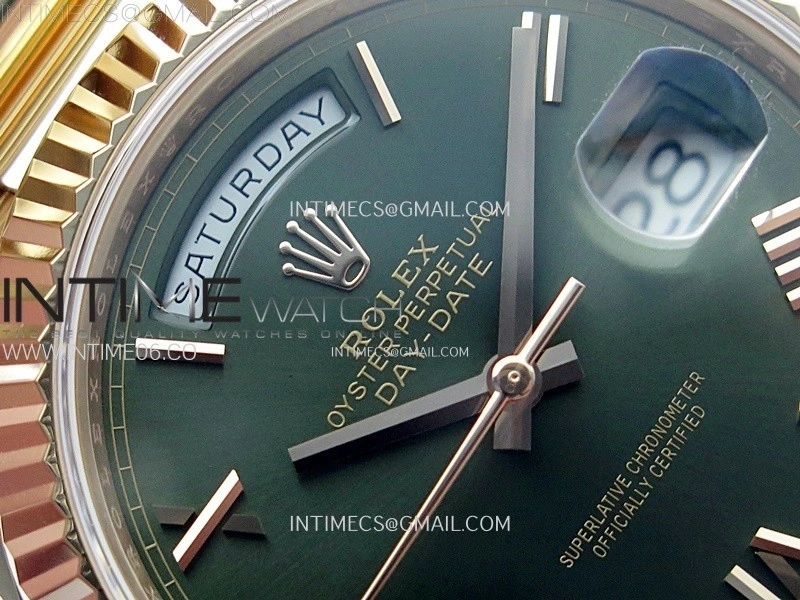 Day Date 228235 40mm 904L RG 1:1 AR+F Best Edition Green Dial Roman Markers on RG President Bracelet SA3255