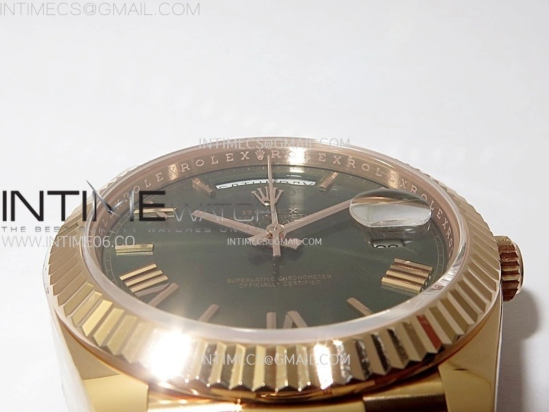 Day Date 228235 40mm 904L RG 1:1 AR+F Best Edition Green Dial Roman Markers on RG President Bracelet SA3255