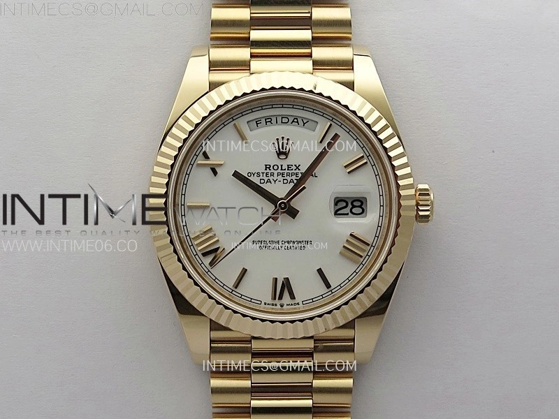 Day Date 228235 40mm 904L RG 1:1 AR+F Best Edition White Dial Roman Markers on RG President Bracelet SA3255