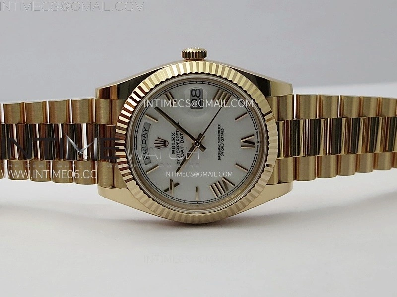 Day Date 228235 40mm 904L RG 1:1 AR+F Best Edition White Dial Roman Markers on RG President Bracelet SA3255