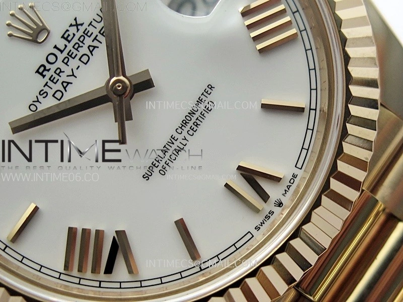 Day Date 228235 40mm 904L RG 1:1 AR+F Best Edition White Dial Roman Markers on RG President Bracelet SA3255