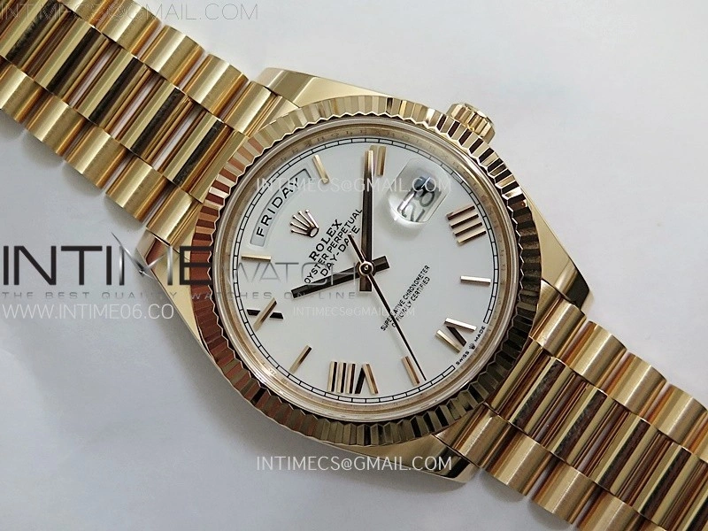 Day Date 228235 40mm 904L RG 1:1 AR+F Best Edition White Dial Roman Markers on RG President Bracelet SA3255