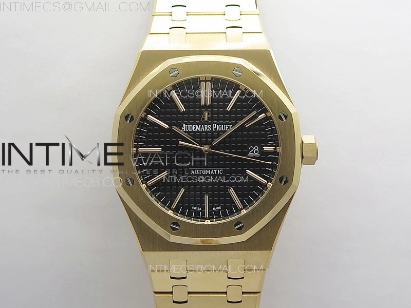 Royal Oak 41mm 15400 RG APSF 1:1 Best Edition Black Textured Dial on RG Bracelet A3120 Super Clone V3
