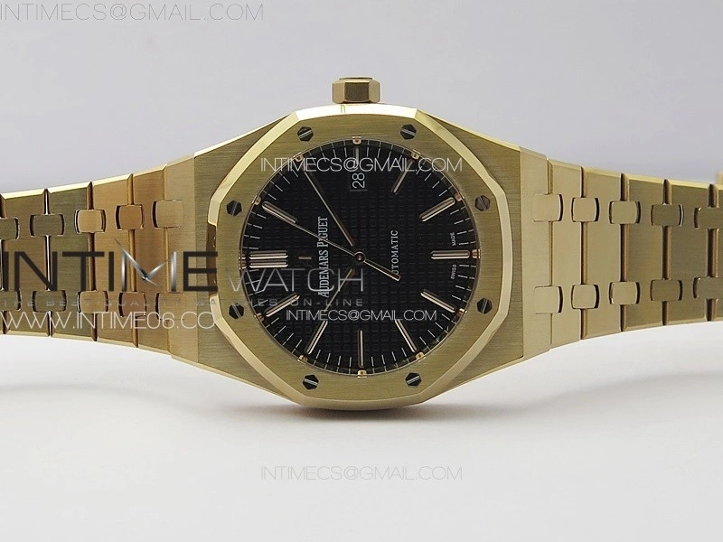 Royal Oak 41mm 15400 RG APSF 1:1 Best Edition Black Textured Dial on RG Bracelet A3120 Super Clone V3