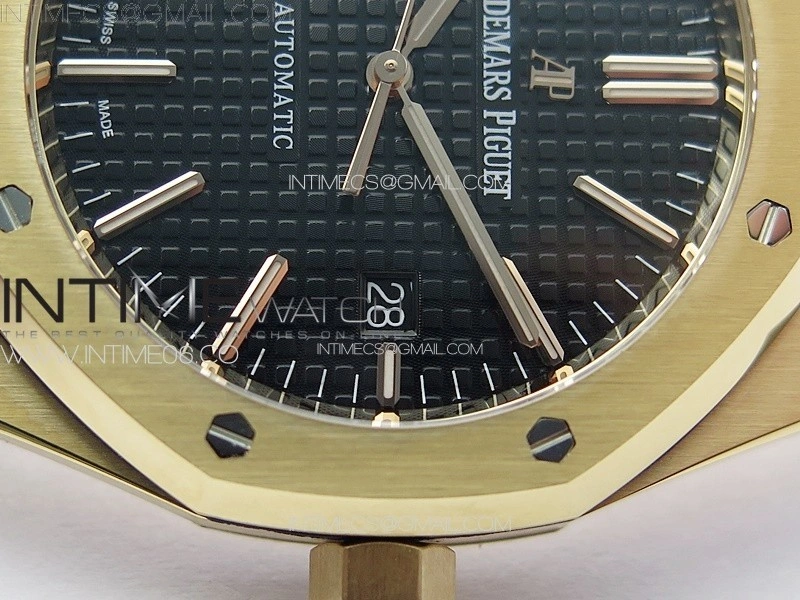 Royal Oak 41mm 15400 RG APSF 1:1 Best Edition Black Textured Dial on RG Bracelet A3120 Super Clone V3