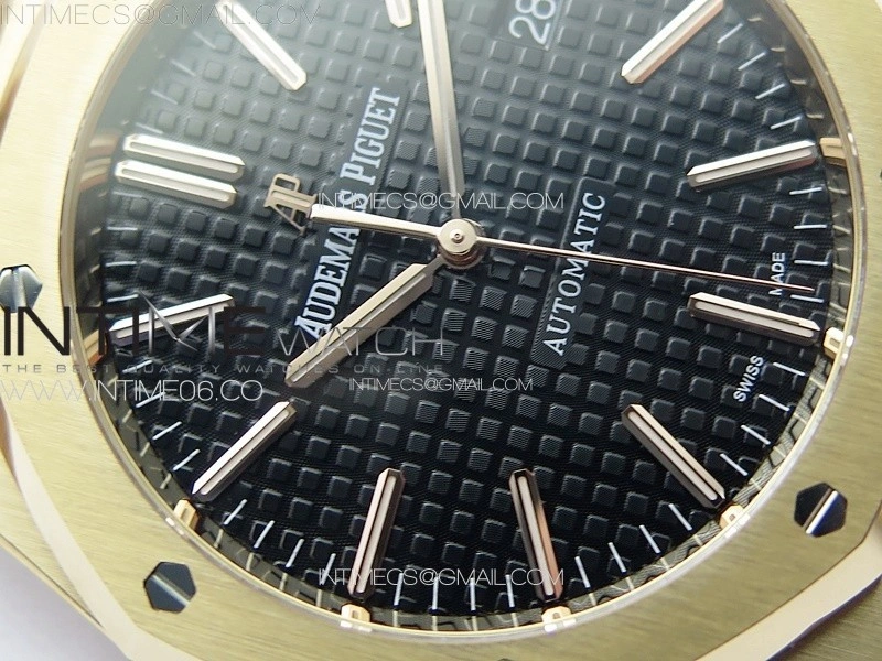 Royal Oak 41mm 15400 RG APSF 1:1 Best Edition Black Textured Dial on RG Bracelet A3120 Super Clone V3