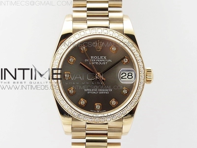 Datejust 31mm 278275 RG Dia Bezel BP Best Edition Gray Crystal Markers Dial on RG President Bracelet