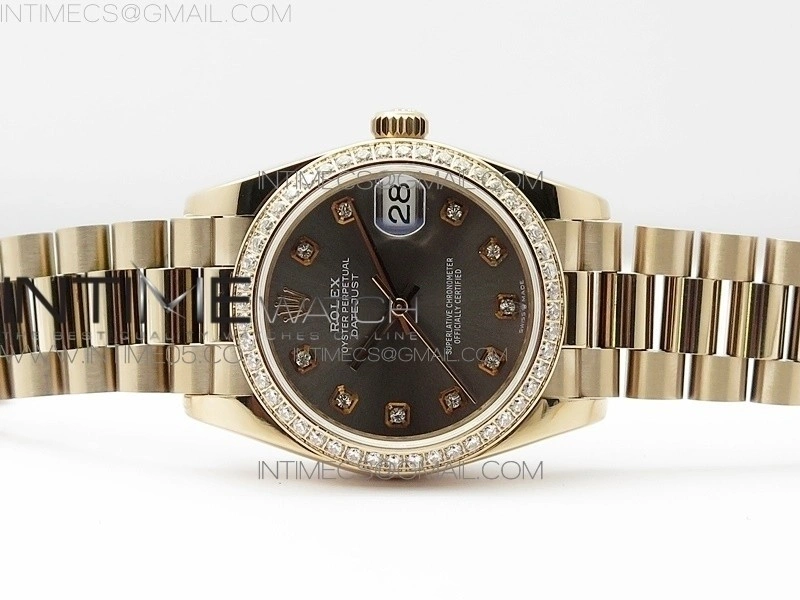 Datejust 31mm 278275 RG Dia Bezel BP Best Edition Gray Crystal Markers Dial on RG President Bracelet