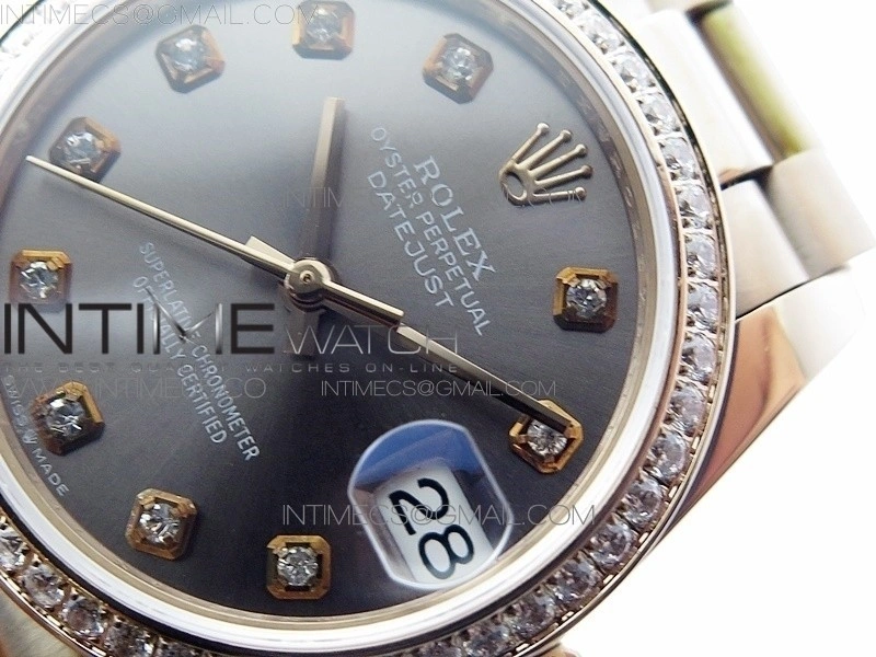 Datejust 31mm 278275 RG Dia Bezel BP Best Edition Gray Crystal Markers Dial on RG President Bracelet