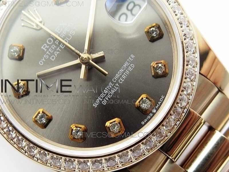 Datejust 31mm 278275 RG Dia Bezel BP Best Edition Gray Crystal Markers Dial on RG President Bracelet