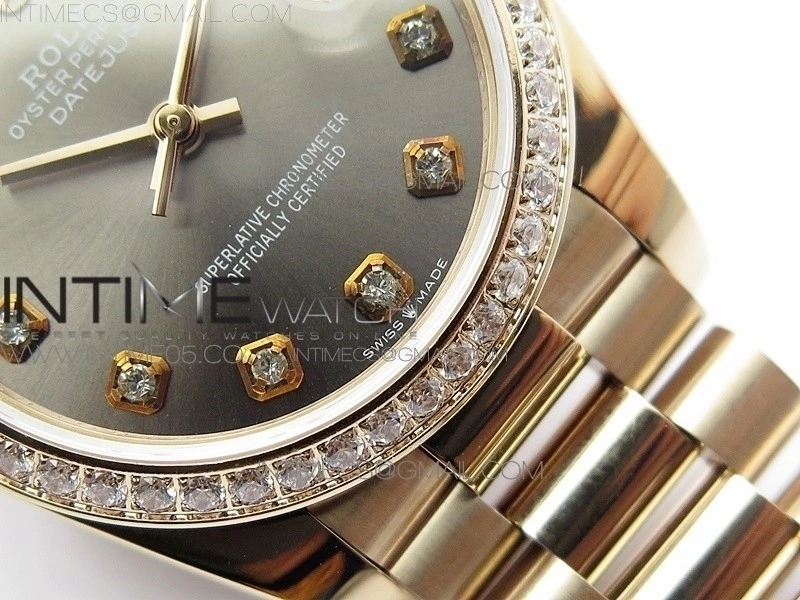 Datejust 31mm 278275 RG Dia Bezel BP Best Edition Gray Crystal Markers Dial on RG President Bracelet