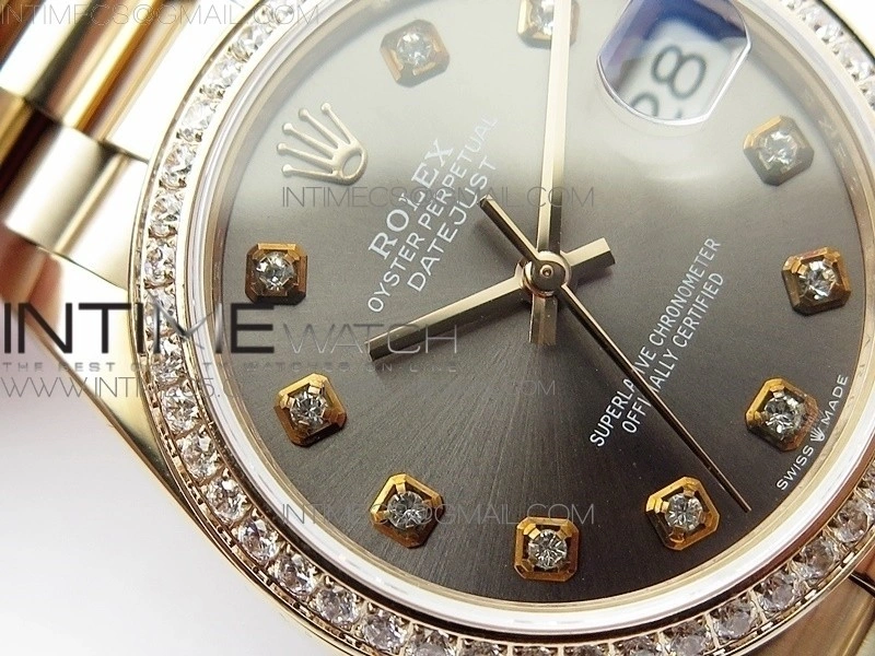 Datejust 31mm 278275 RG Dia Bezel BP Best Edition Gray Crystal Markers Dial on RG President Bracelet