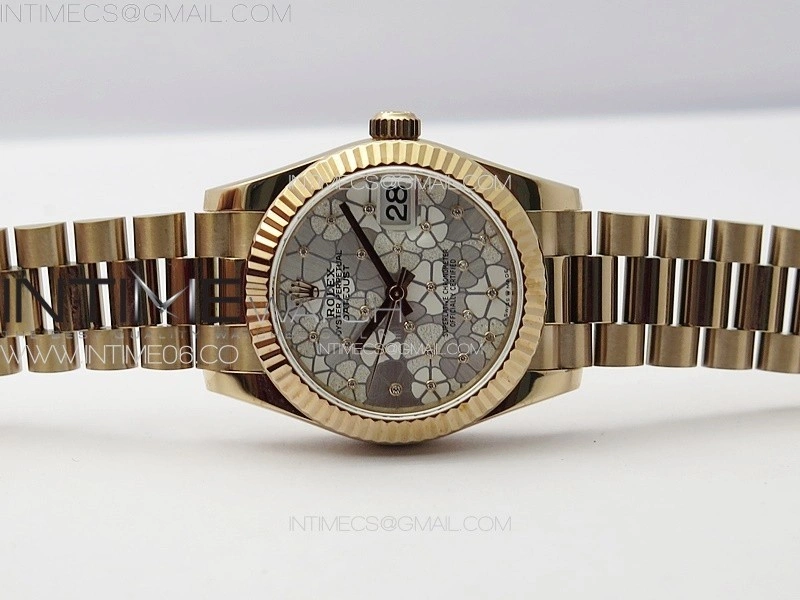 DateJust 31mm 278274 RG GMF Best Edition Silver Flowers Crystals Dial on RG President Bracelet A2824