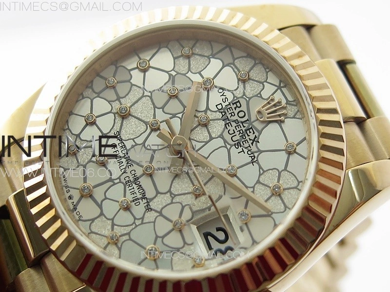 DateJust 31mm 278274 RG GMF Best Edition Silver Flowers Crystals Dial on RG President Bracelet A2824