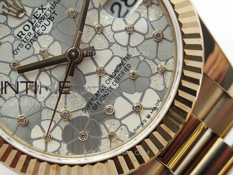DateJust 31mm 278274 RG GMF Best Edition Silver Flowers Crystals Dial on RG President Bracelet A2824