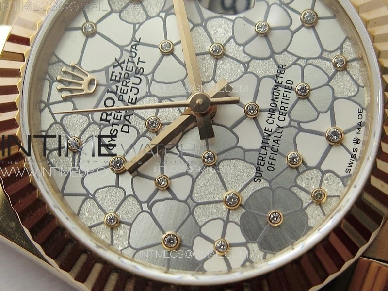 DateJust 31mm 278274 RG GMF Best Edition Silver Flowers Crystals Dial on RG President Bracelet A2824