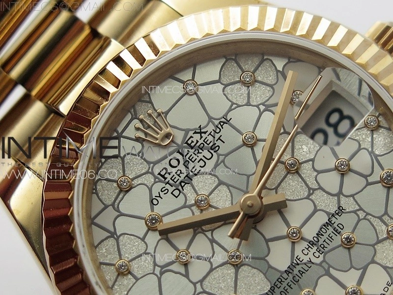 DateJust 31mm 278274 RG GMF Best Edition Silver Flowers Crystals Dial on RG President Bracelet A2824