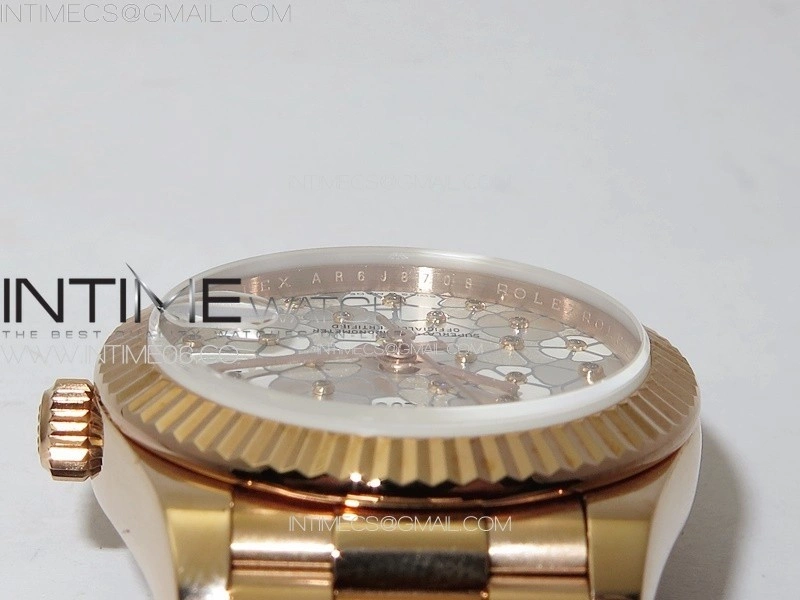 DateJust 31mm 278274 RG GMF Best Edition Silver Flowers Crystals Dial on RG President Bracelet A2824