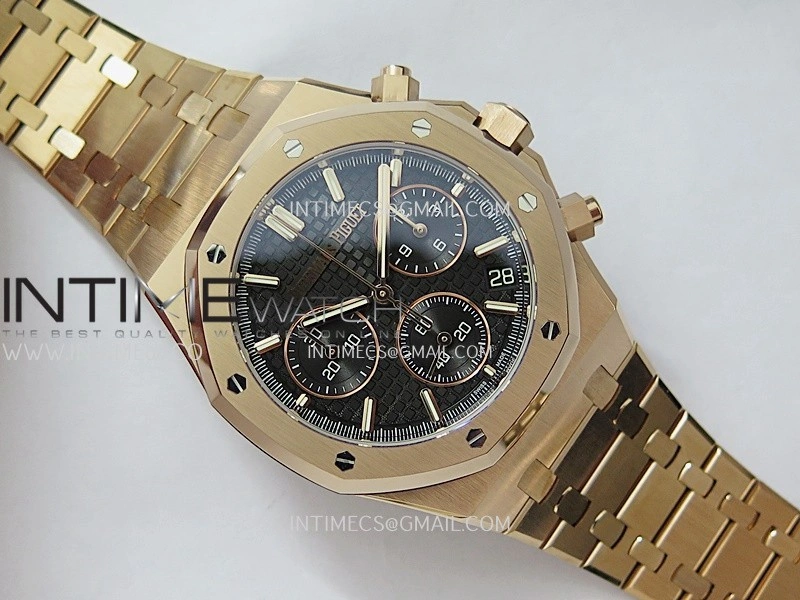 Royal Oak Chrono 26240 RG Gain Weight V2 DDF 1:1 Best Edition Black Dial RG Bracelet Super Clone DD4401
