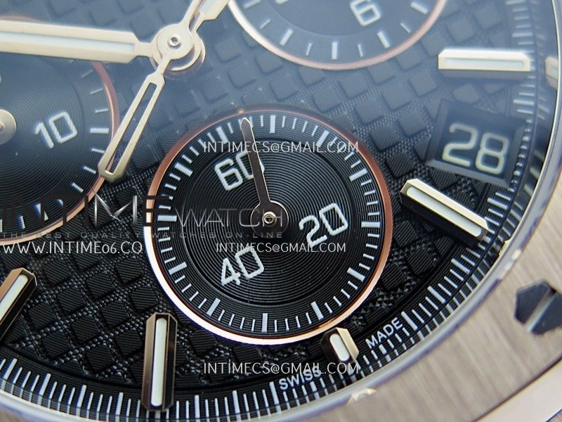 Royal Oak Chrono 26240 RG Gain Weight V2 DDF 1:1 Best Edition Black Dial RG Bracelet Super Clone DD4401