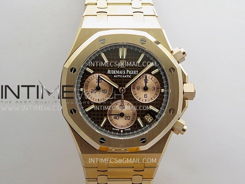 Royal Oak Chrono 26240 RG Gain Weight V2 DDF 1:1 Best Edition Brown Dial RG Bracelet Super Clone DD4401
