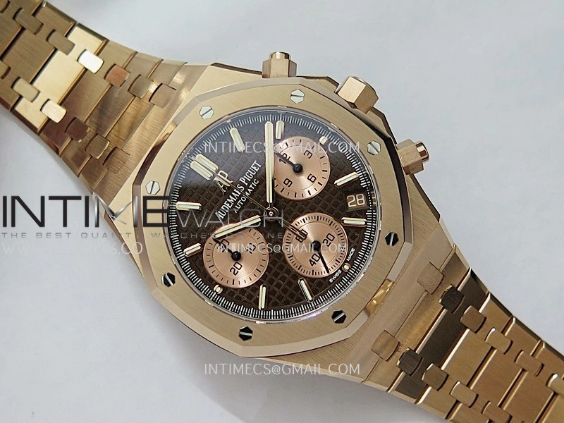 Royal Oak Chrono 26240 RG Gain Weight V2 DDF 1:1 Best Edition Brown Dial RG Bracelet Super Clone DD4401