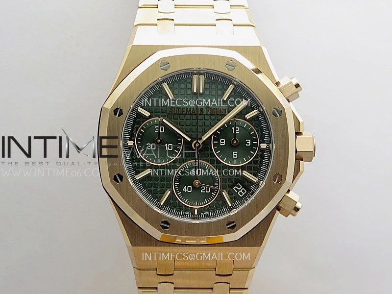 Royal Oak Chrono 26240 RG Gain Weight V2 DDF 1:1 Best Edition Green Dial RG Bracelet Super Clone DD4401