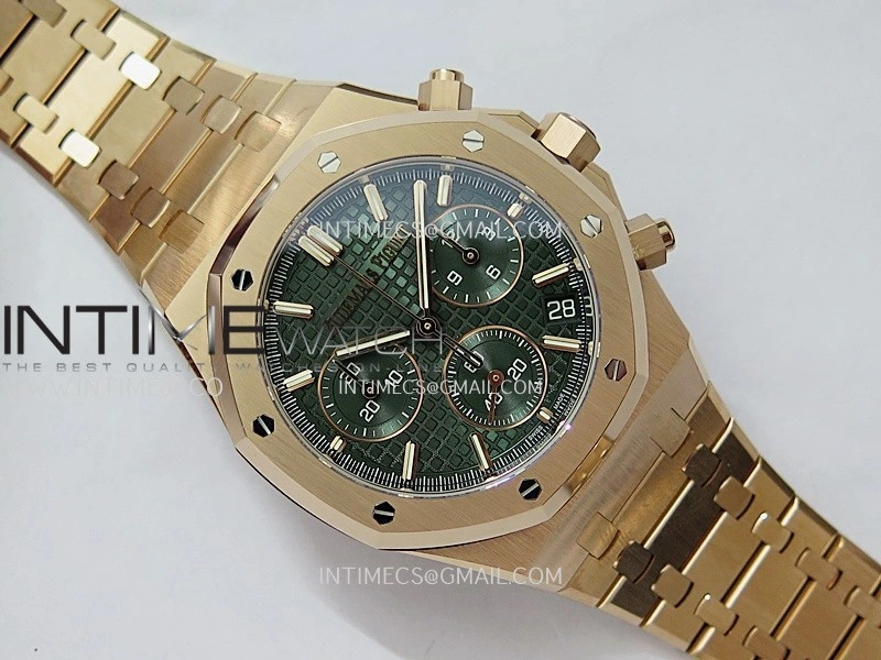 Royal Oak Chrono 26240 RG Gain Weight V2 DDF 1:1 Best Edition Green Dial RG Bracelet Super Clone DD4401