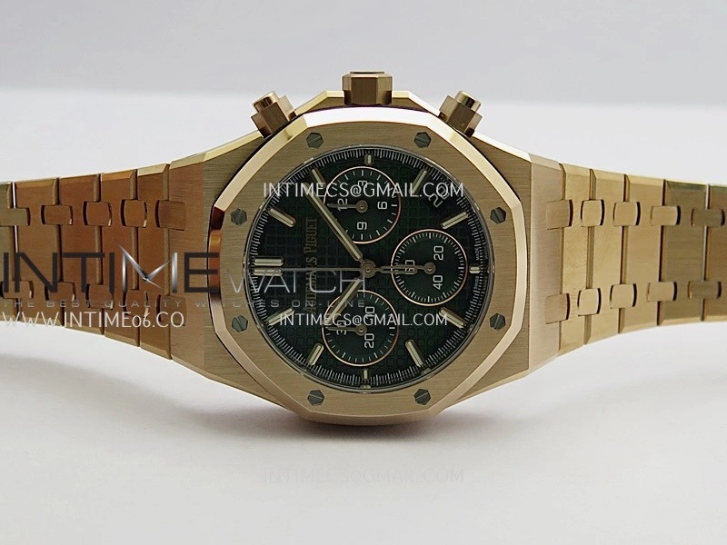 Royal Oak Chrono 26240 RG Gain Weight V2 DDF 1:1 Best Edition Green Dial RG Bracelet Super Clone DD4401