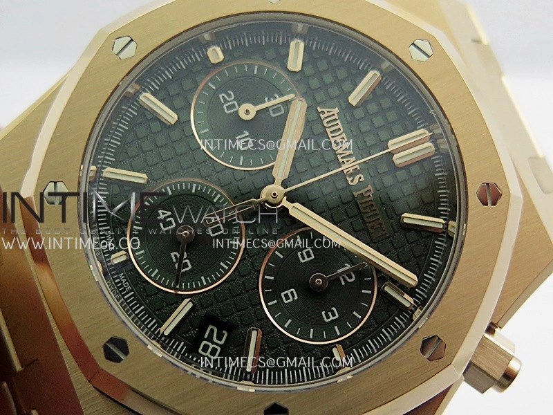 Royal Oak Chrono 26240 RG Gain Weight V2 DDF 1:1 Best Edition Green Dial RG Bracelet Super Clone DD4401