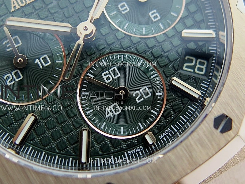Royal Oak Chrono 26240 RG Gain Weight V2 DDF 1:1 Best Edition Green Dial RG Bracelet Super Clone DD4401
