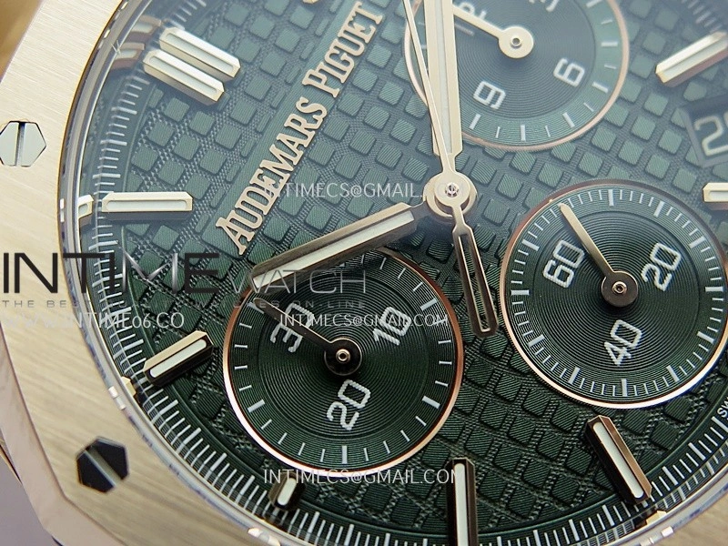 Royal Oak Chrono 26240 RG Gain Weight V2 DDF 1:1 Best Edition Green Dial RG Bracelet Super Clone DD4401